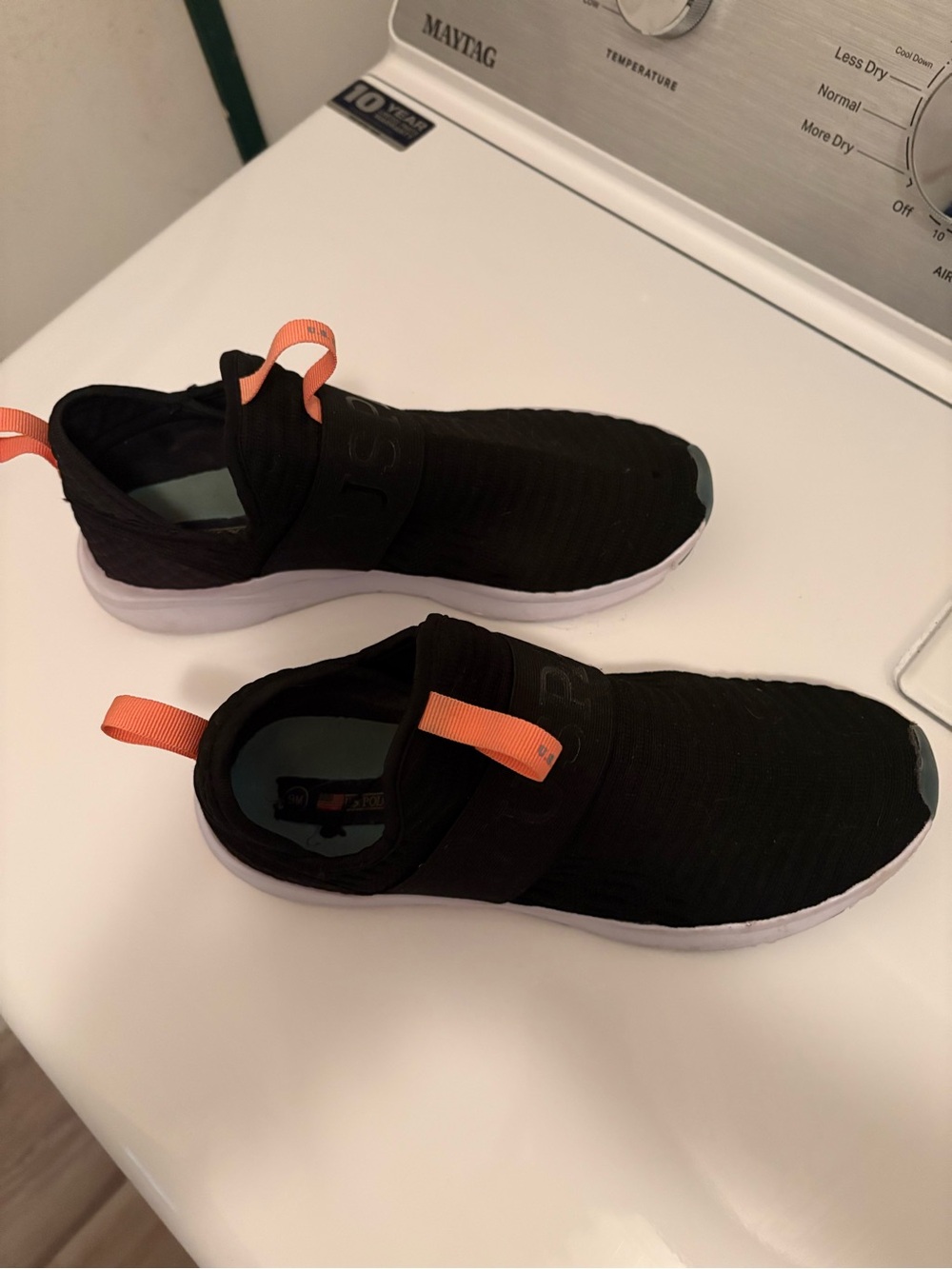 U.S. Polo Assn. Black Sneakers with Coral Pull Tabs
